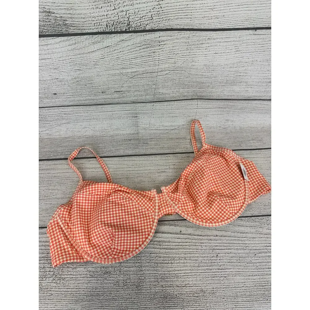 Old Navy Plus Size Cream & Coral Gingham Matching Bikini Swim Set Size 3X